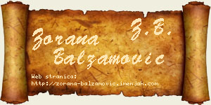 Zorana Balzamović vizit kartica